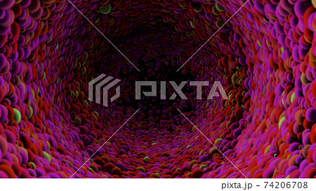 4K ぶくぶく 泡 トンネル カラフル 動き 体内  74206708