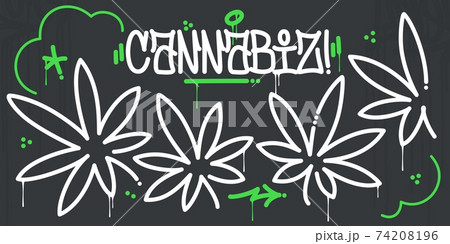 Abstract Graffiti Style Line Art Cannabis Leaves Vector Illustration Set Abstract Graffiti Style Line Art Cannabis Leaves Vector Illustration Set 74208196