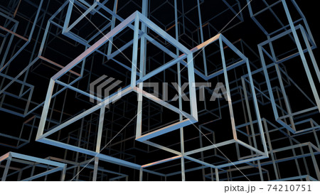 lines geometric squares structure technology background 3D illustration 74210751