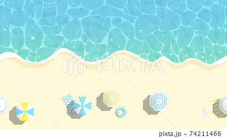 夏のビーチ 真俯瞰 バカンス【横方向にシームレスな背景パターン】のイラスト素材 [74211466] - PIXTA