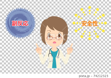 安全性と副反応の説明をする女性医師 74212323