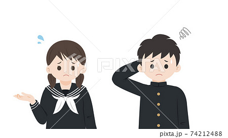 学生 中高生 男女 悩み 困るポーズ 上半身 イラスト素材のイラスト素材