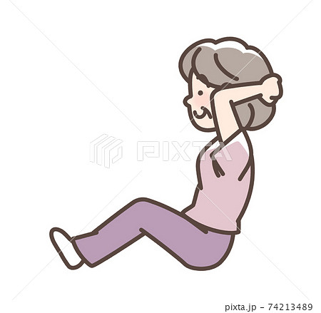 腹筋女性 横 おばあさん 腹筋女性 横 おばあさん 74213489