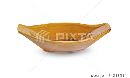 Empty brown clay bowl isolated on white background Empty brown clay bowl isolated on white background 74213514
