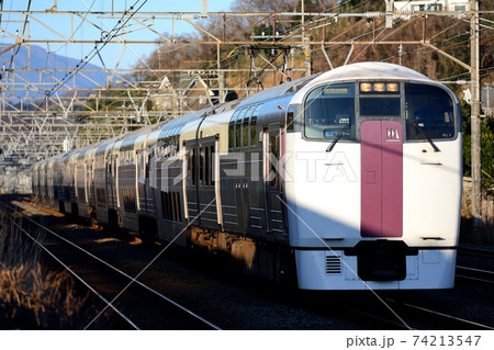 早朝の東海道線を行く215系湘南ライナー10両 74213547