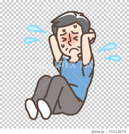 腹筋をする男性 腹筋をする男性 74213674