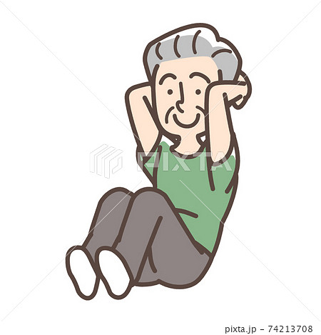 腹筋をする男性 おじいさん 腹筋をする男性 おじいさん 74213708