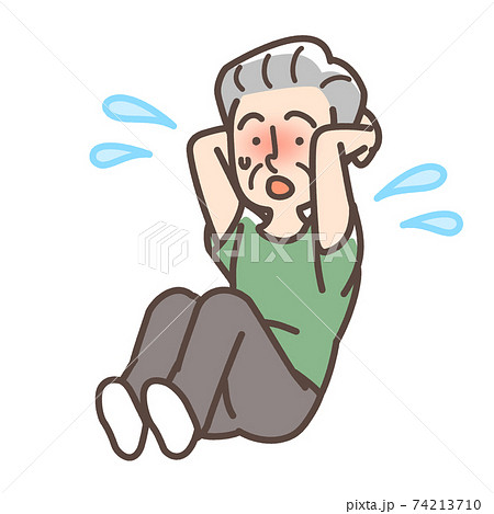 腹筋をする男性 おじいさん 腹筋をする男性 おじいさん 74213710