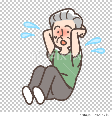 腹筋をする男性 おじいさん 腹筋をする男性 おじいさん 74213710