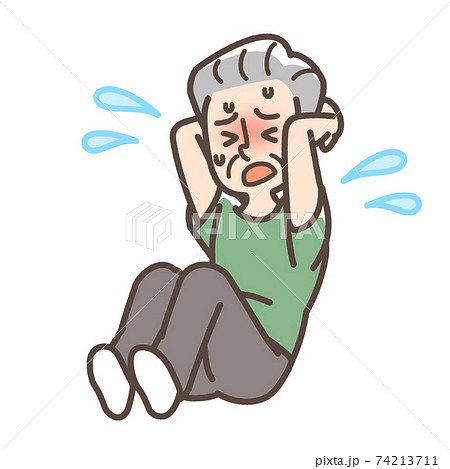 腹筋をする男性　おじいさん 74213711