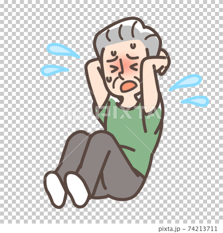 腹筋をする男性　おじいさん 74213711