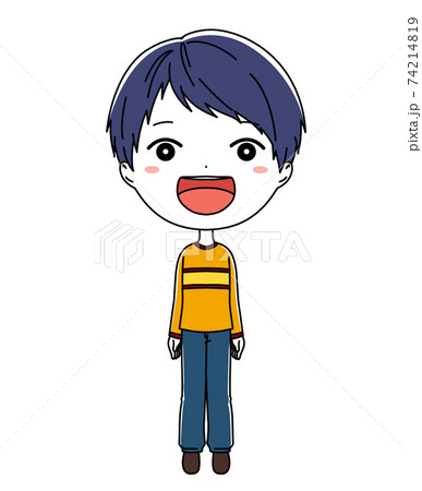 笑顔の男の子の全身イラストのイラスト素材