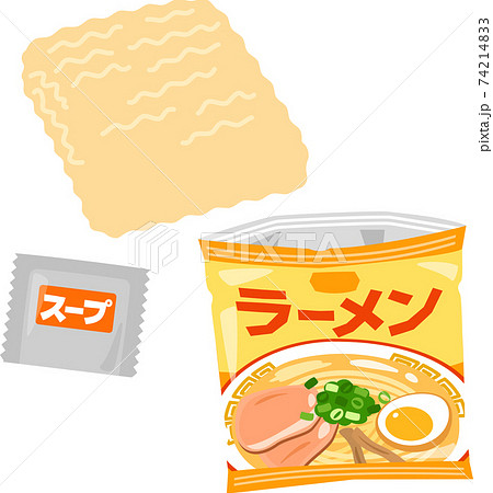 開封した袋入りインスタントラーメン 74214833