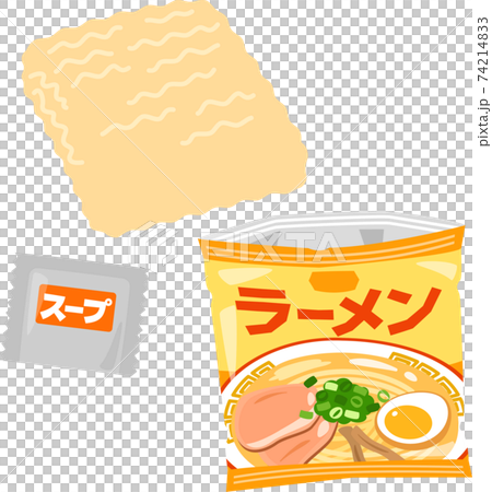 開封した袋入りインスタントラーメン 74214833