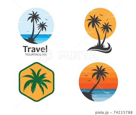 Palm tree icon of summer and travel logo vector illustration Palm tree icon of summer and travel logo vector illustration 74215788