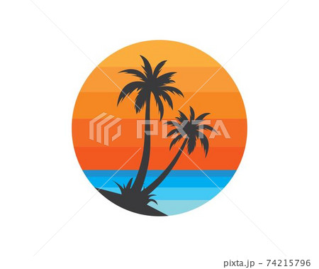 Palm tree icon of summer and travel logo vector illustration Palm tree icon of summer and travel logo vector illustration 74215796