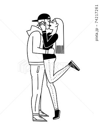 キスしているカップルのイラスト素材