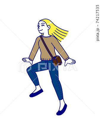 スキップしている女の子のイラスト素材