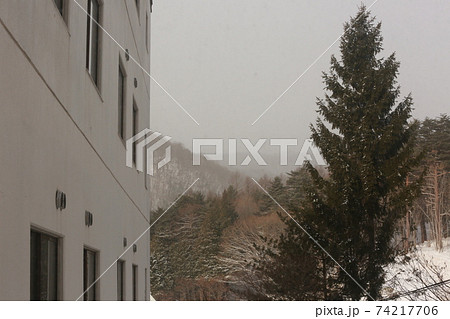 草津温泉の朝の雪 74217706