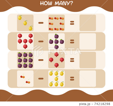 How many cartoon fruits. Counting game. Educational game for pre shool years kids and toddlers 74218298
