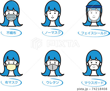 マスク 女性 予防 医療 人物 イラスト セット マスク 女性 予防 医療 人物 イラスト セット 74218408