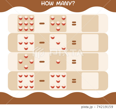 How many cartoon rambutan. Counting game. Educational game for pre shool years kids and toddlers 74219159