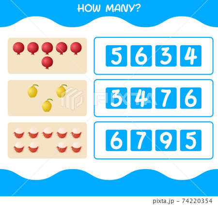 How many cartoon fruits. Counting game. Educational game for pre shool years kids and toddlers 74220354