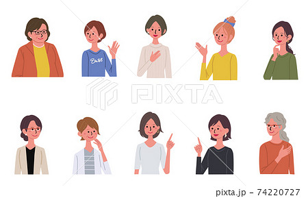 いろいろな世代の女性 バナー 大人数 イラスト のイラスト素材