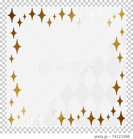 Glitter square frame white & gold partly diamond pattern 74221896
