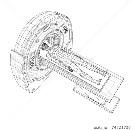 MRI machine scanning patient inside. Vector MRI machine scanning patient inside. Vector 74223730