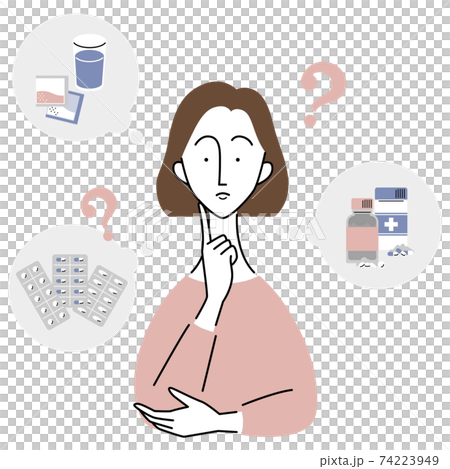 Woman with doubts about medicine 74223949
