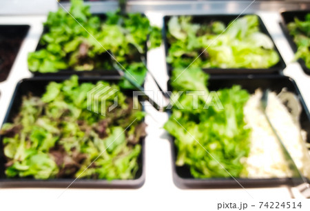 Close up of Blurred green salad bar Close up of Blurred green salad bar 74224514