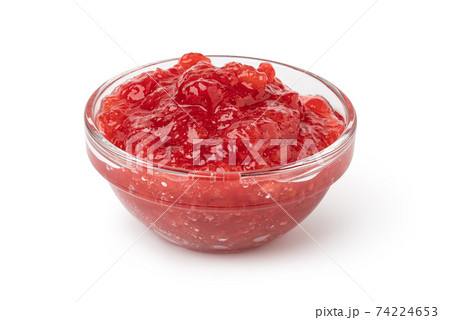 glass bowl of red berry jam glass bowl of red berry jam 74224653