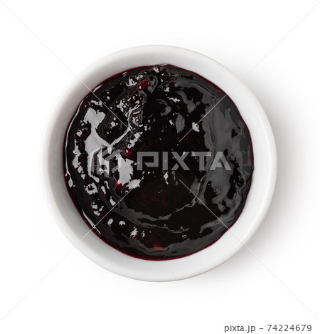 glass bowl of red currant jam glass bowl of red currant jam 74224679