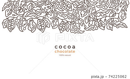 Cacao Plantation Art Line Border Vector Abstractのイラスト素材