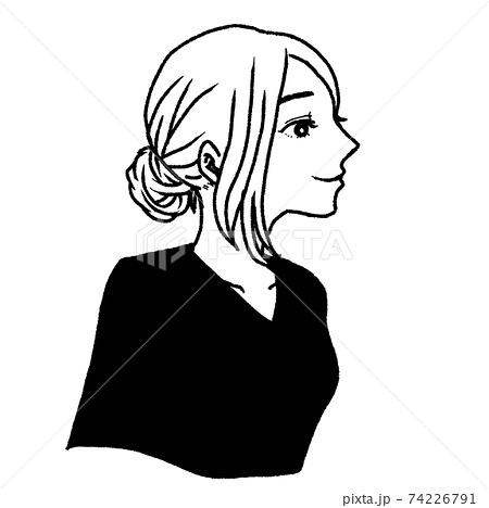 シンプルな女性の横顔のイラストのイラスト素材