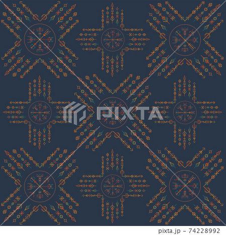 Dark runic boho color seamless pattern 74228992