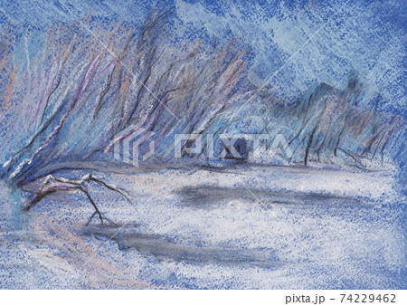 winter evening, thaw 74229462