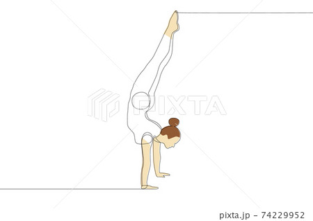 One continuous line drawing. Gymnast. One continuous line drawing. Gymnast. 74229952