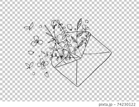 Letters and flowers monochrome 74230122