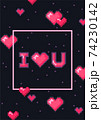 Valentines day greeting card with pixel hearts. 74230142