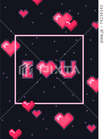 Valentines day greeting card with pixel hearts. 74230142