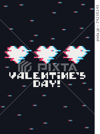 Valentines day greeting card with pixel hearts.  74230145