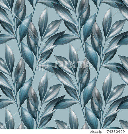 Green leaves seamless pattern. Floral background Green leaves seamless pattern. Floral background 74230499