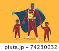 Super Dad. Dad with his three children 74230632