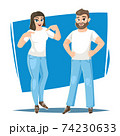 Man and woman in blank white t-shirt 74230633