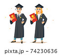 Smiling girl and boy are graduates 74230636