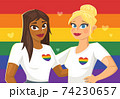 Two beautiful girls on LGBT flag 74230657