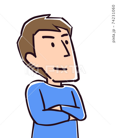 考える男性のイラストのイラスト素材