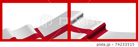Background, template for festive design. English flag waving in the wind. Realistic vector on red background 74233515